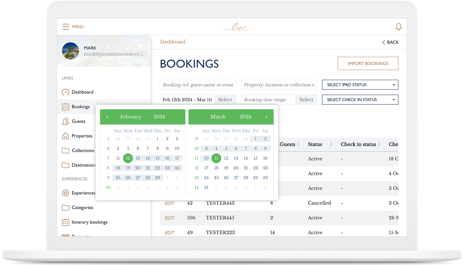 Concierge and booking management system.