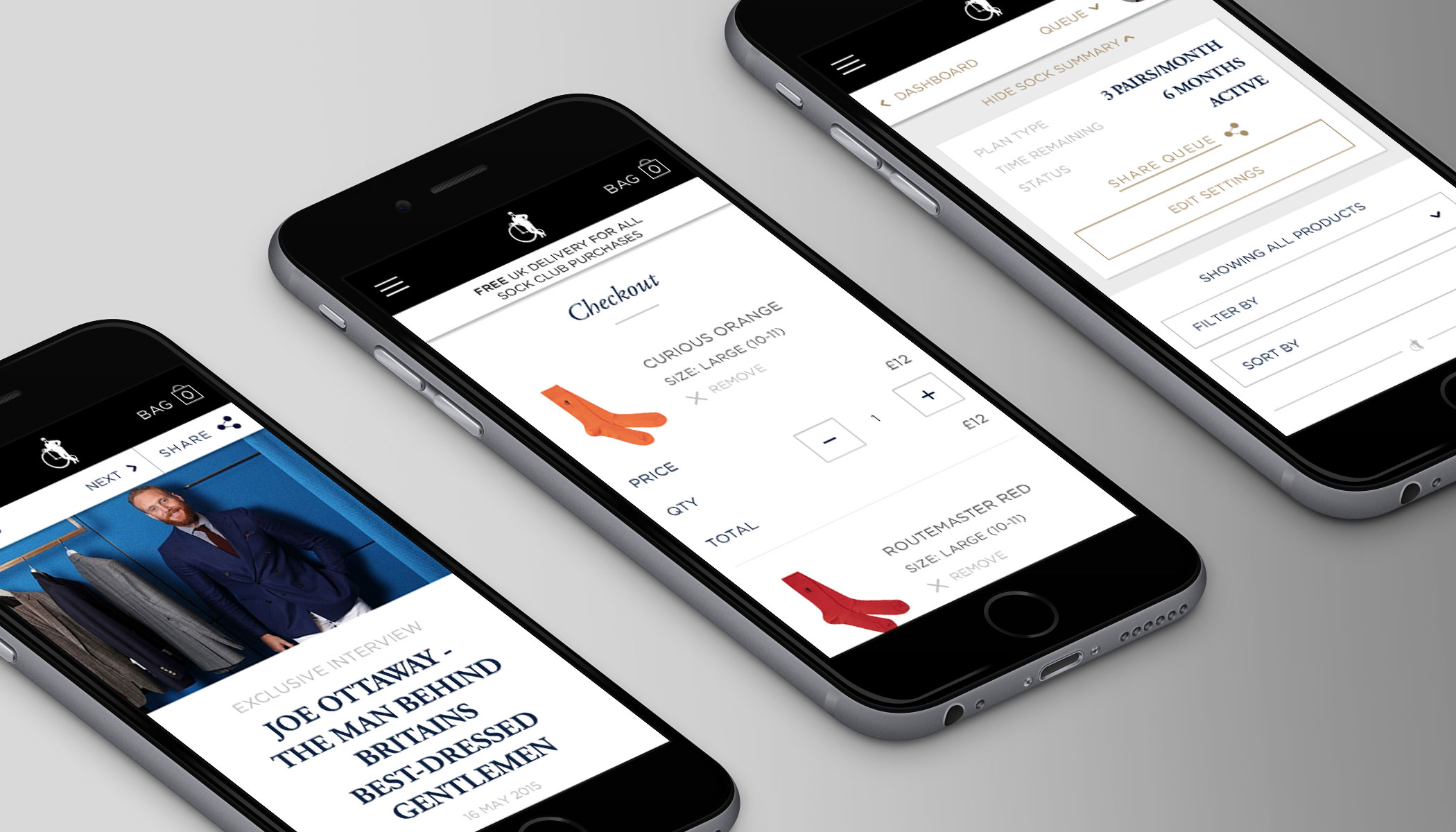 London Sock Company, retail ecommerce website design and development