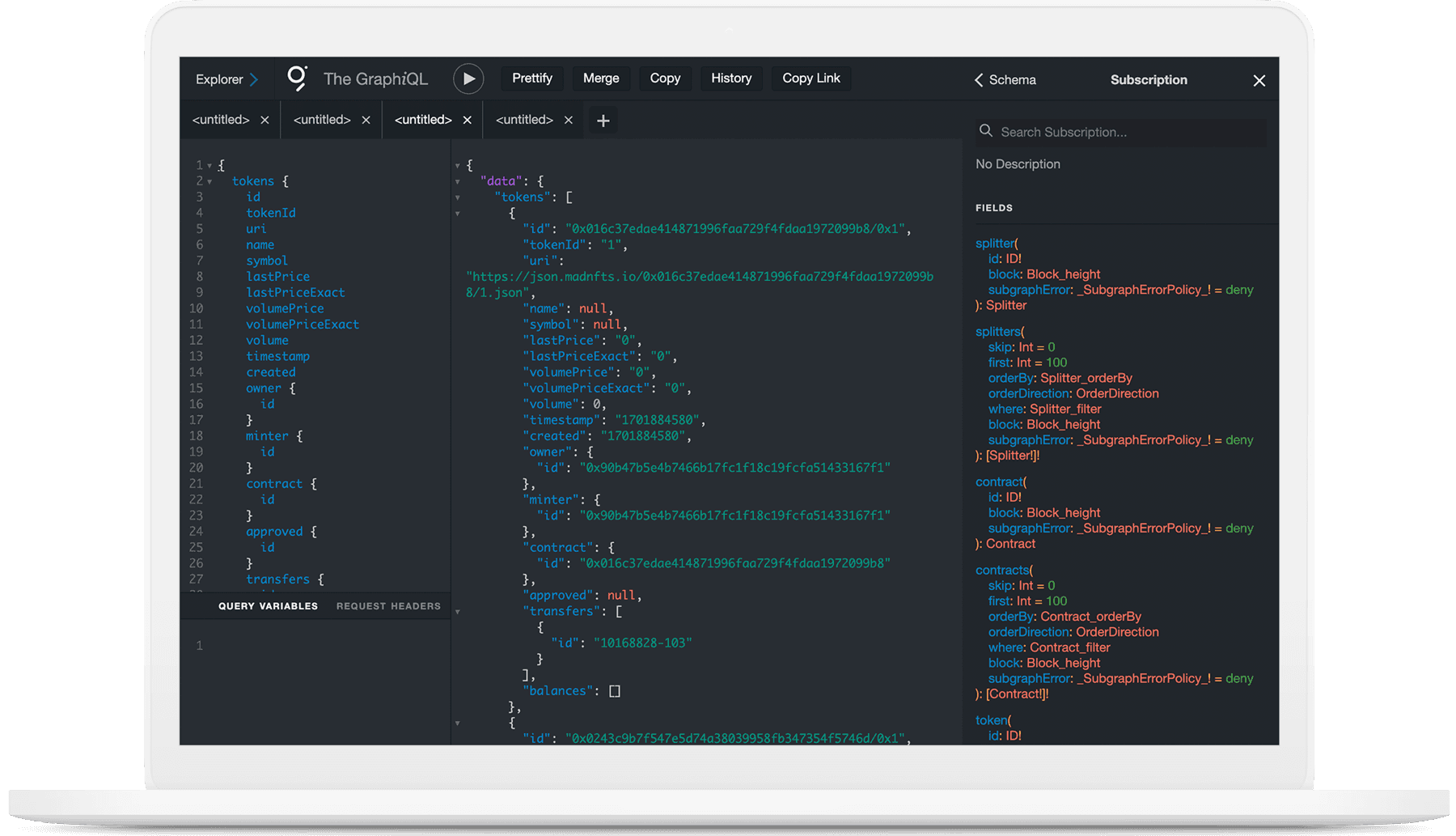 MADNFTs — GraphQL data schema and API