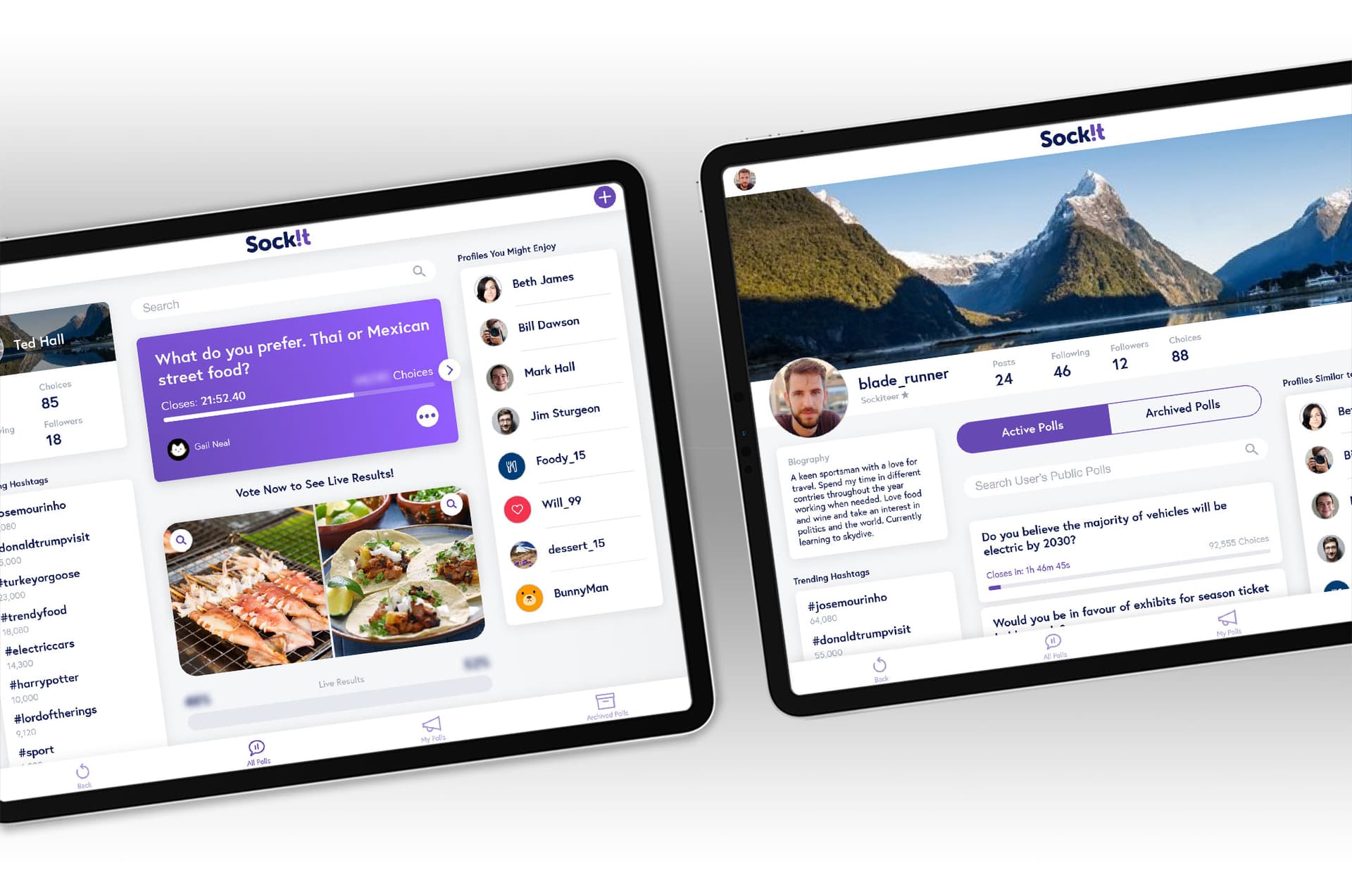 Sock!t — tablet app interface