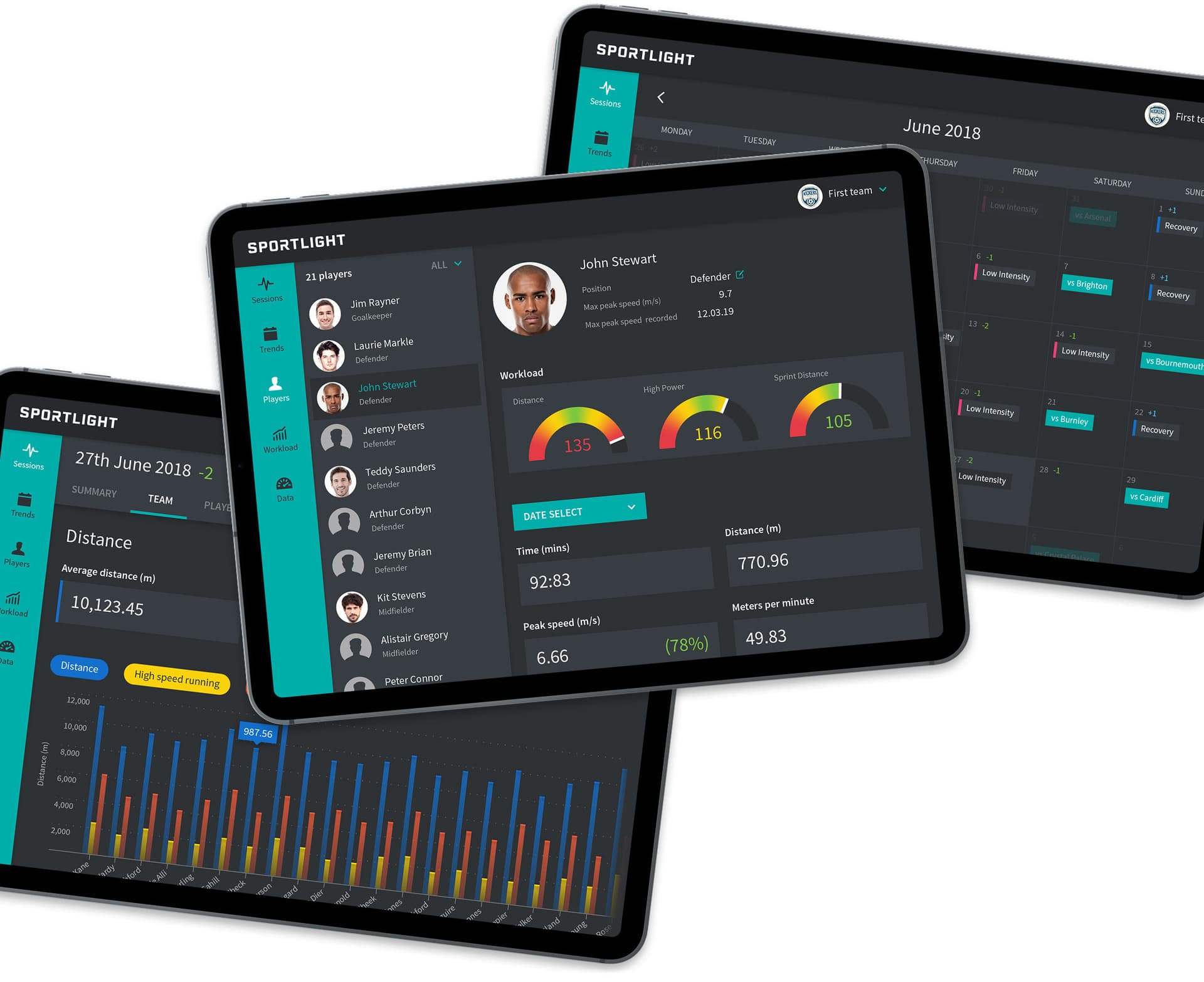 Sportlight — tablet app with player data visualisation